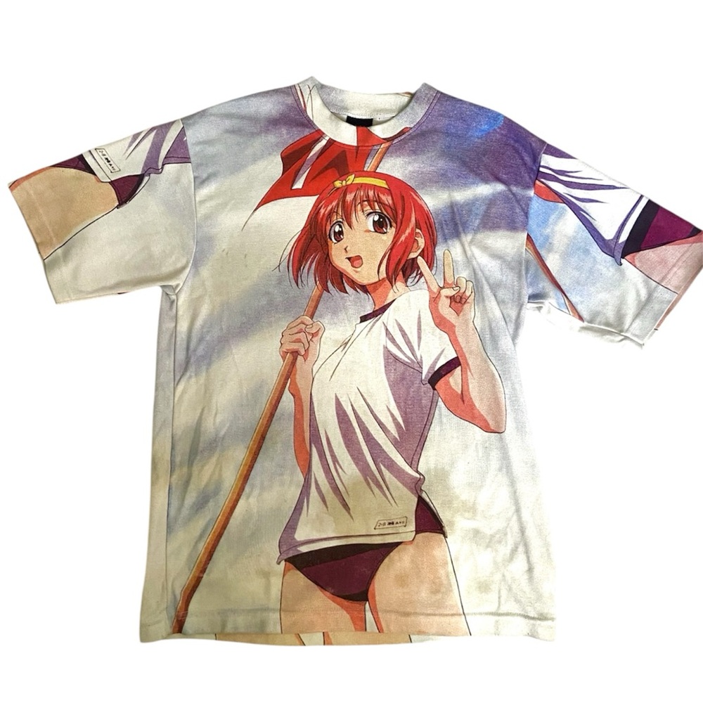 Rare BOOM Thailand Anime Girl Short Sleeve Tee in White Orange Blue